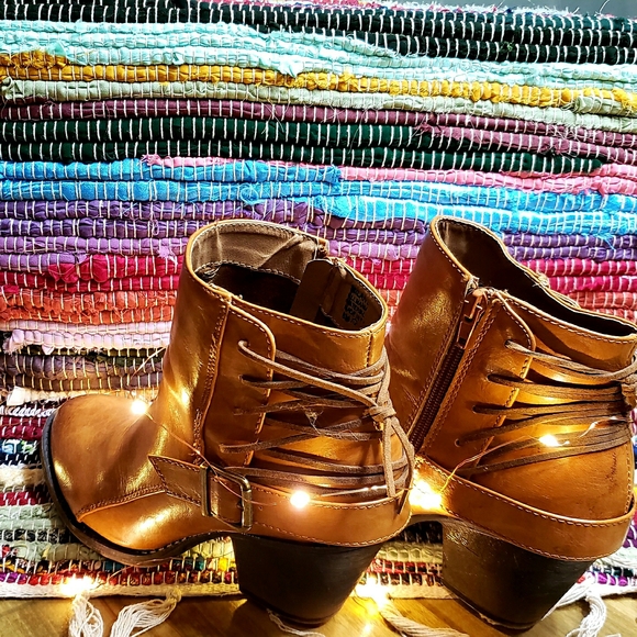 SALE 🔥⏰☠ Milano Tan Ankle Booties with Lace Detail - Picture 6 of 10